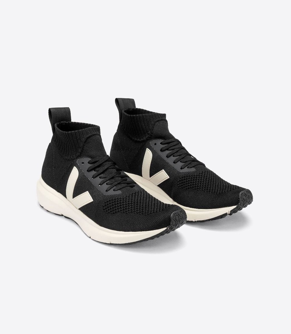 Veja Trainers Mens Black - V-knit X Rick Owens Mid - GHJA-28794